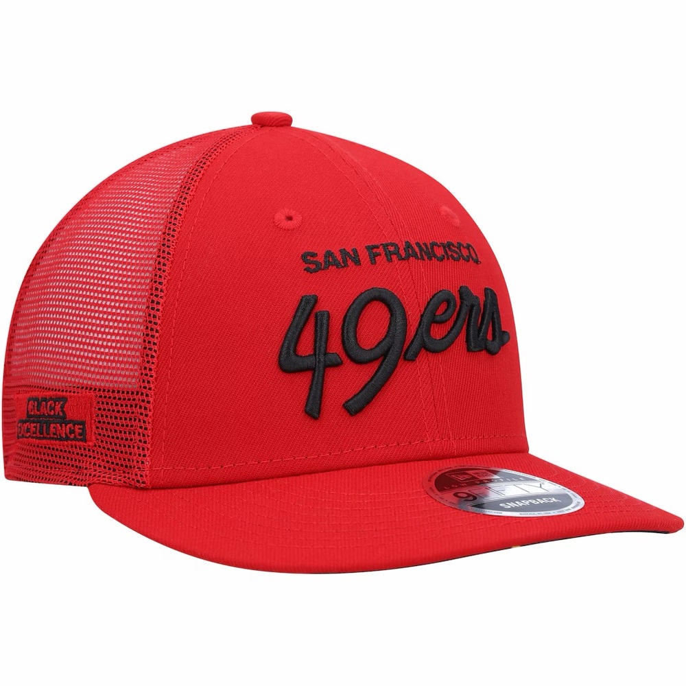 New Era Black Excellence Collection 49ers Trucker Hat Adjustable SnapBack